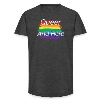 Queer Pride Rainbow Design - Long Fit Men's T-Shirt - charcoal grey - Front - AI Model Male 185 light (185cm)