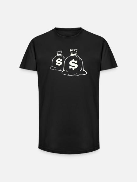 Money Bag Motif Design - Long Fit Men's T-Shirt - black