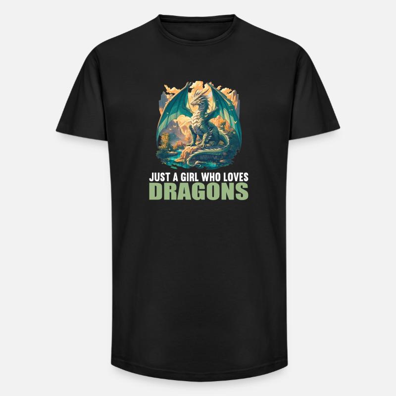 Drachen Drache - Long Fit Männer T-Shirt - Schwarz