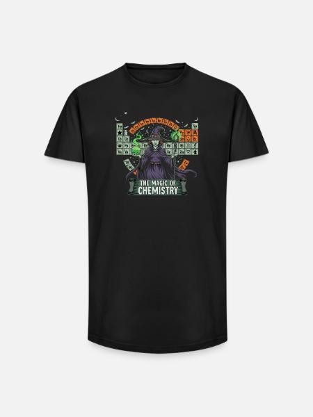 Witch with Potions and Periodic Table - Long Fit Men's T-Shirt - black