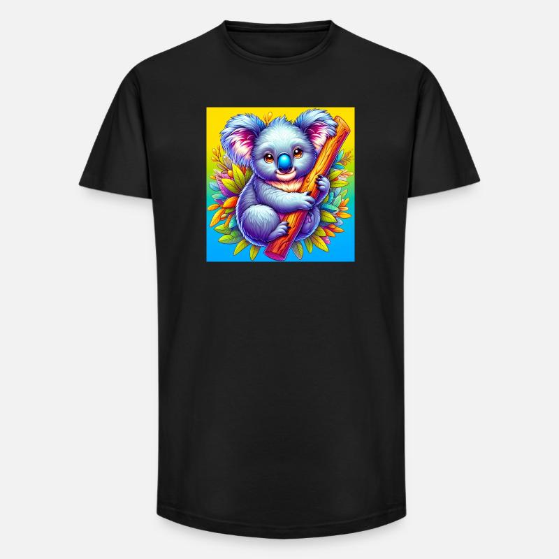 Koala - Long Fit Männer T-Shirt - Schwarz