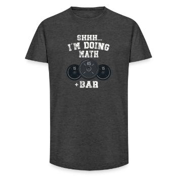 Chut, je fais des exercices de musculation avec des barres de poids mathématiques - T-shirt coupe longue homme - charbon - Devant - AI Model Male 185 light (185cm)