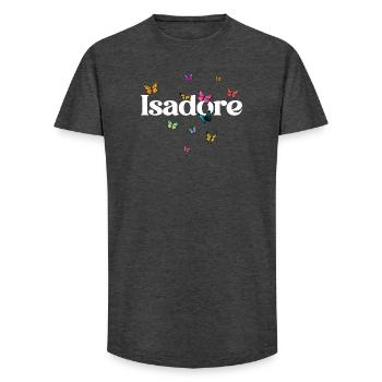 Beautiful girl name with butterflies ISADORE - Long Fit Men's T-Shirt - charcoal grey - Front - AI Model Male 185 light (185cm)