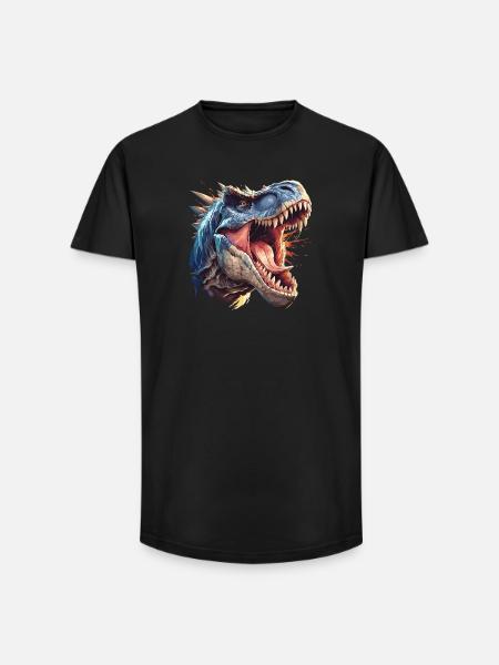 Dino Saurier Dinosaurier - Long Fit Männer T-Shirt - Schwarz