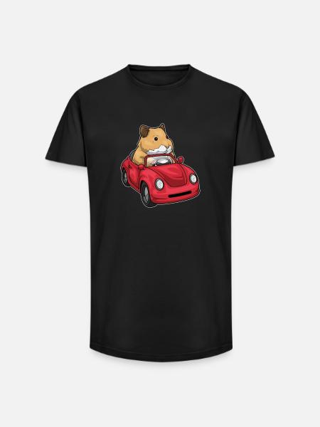 Hamster Auto - Long Fit Männer T-Shirt - Schwarz