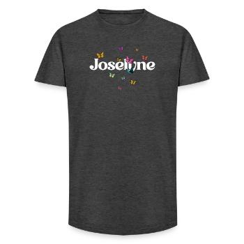 Beautiful girl's name with butterflies JOSELYNE - Long Fit Men's T-Shirt - charcoal grey - Front - AI Model Male 185 light (185cm)