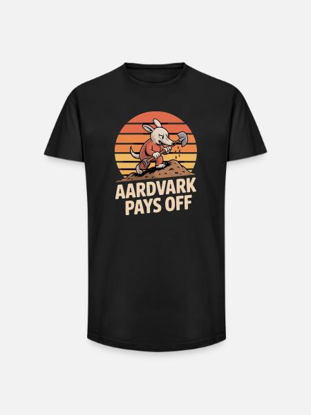 Aardvark paie fourmilier Motivation Retro - T-shirt coupe longue homme - noir