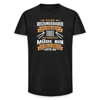 Chauffagiste Plombier Plombier de construction chauffage - T-shirt coupe longue homme - noir - Devant - AI Model Male 185 light (185cm)
