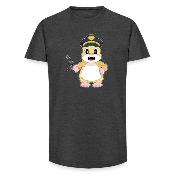 Hamster Policeman Baton Police - Long Fit Men's T-Shirt - charcoal grey - Front - AI Model Male 185 light (185cm)