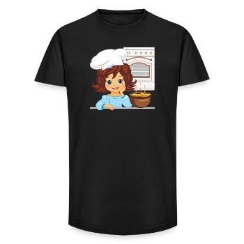 Nettes Mädchen kocht Suppe in der Küche - Long Fit Männer T-Shirt - Schwarz - Vorne - AI Model Male 185 light (185cm)