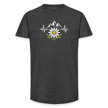 Edelweiß Herzschlag - Alpenliebe Design - Long Fit Männer T-Shirt - Anthrazit - Vorne - AI Model Male 185 light (185cm)