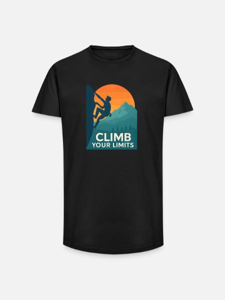  Climb Your Limits – Klettern & Bouldern - Long Fit Männer T-Shirt - Schwarz