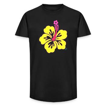 Yellow tropical Hibiscus flower - Long Fit Men's T-Shirt - black - Front - AI Model Male 185 light (185cm)