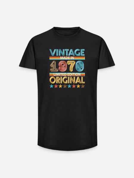 1970 - T-shirt coupe longue homme - noir