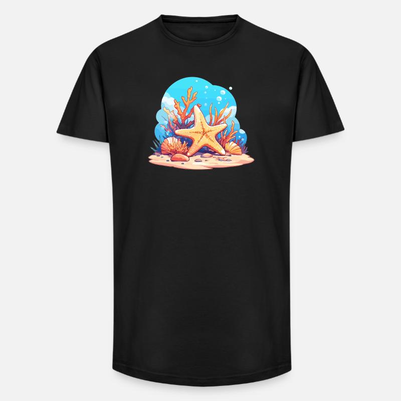 Seesterne Seestern - Long Fit Männer T-Shirt - Schwarz