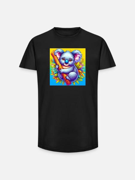 Koala - Long Fit Männer T-Shirt - Schwarz