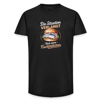 La situation appelle un sandwich au poisson - T-shirt coupe longue homme - noir - Devant - AI Model Male 185 light (185cm)