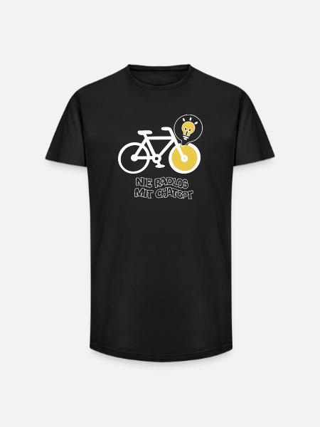 Cycling with creative light bulb design - Long Fit Men's T-Shirt - black