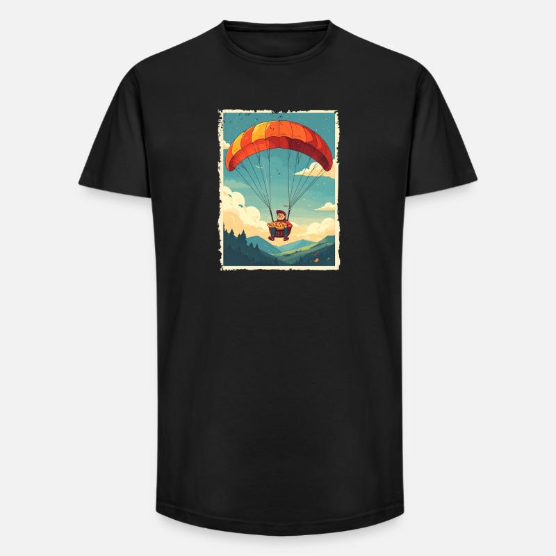 Adventurous Pizza Flight Illustration - Long Fit Men's T-Shirt - black