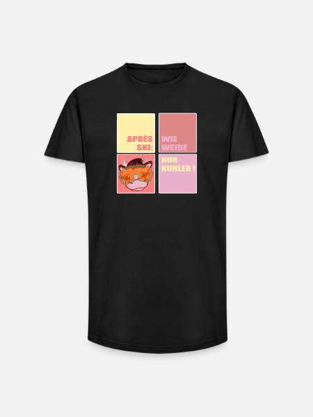 APRÈS-SKI SKIING COW FUNNY - Long Fit Men's T-Shirt - black