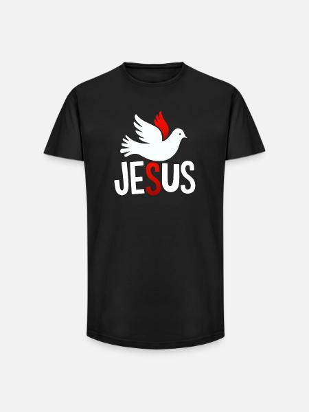 Friedens-Taube Jesus - Long Fit Männer T-Shirt - Schwarz