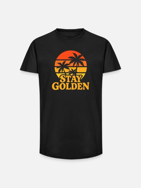 Stay Golden Sunset Palms - Long Fit Men's T-Shirt - black