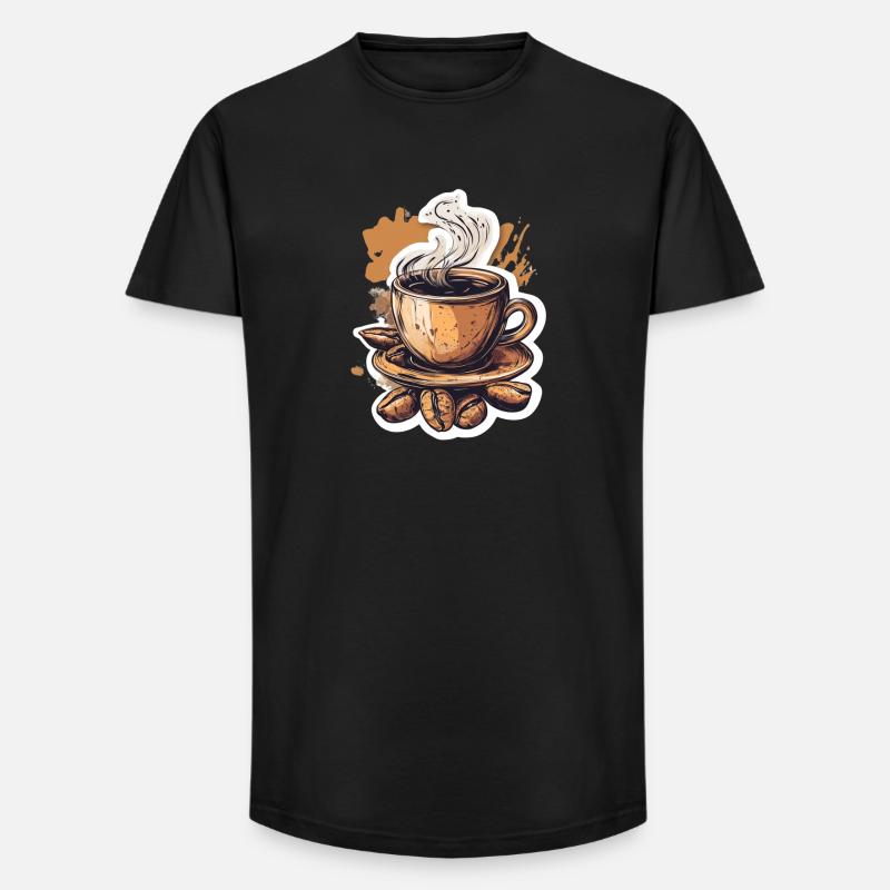 Kaffee - Long Fit Männer T-Shirt - Schwarz
