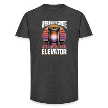Elevator toddler & kids - Long Fit Men's T-Shirt - charcoal grey - Front - AI Model Male 185 light (185cm)
