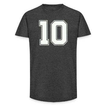 10 - Long Fit Männer T-Shirt - Anthrazit - Vorne - AI Model Male 185 light (185cm)