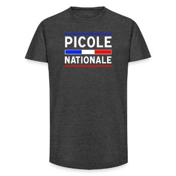 Picole Nationale nouveau design - T-shirt coupe longue homme - charbon - Devant - AI Model Male 185 light (185cm)