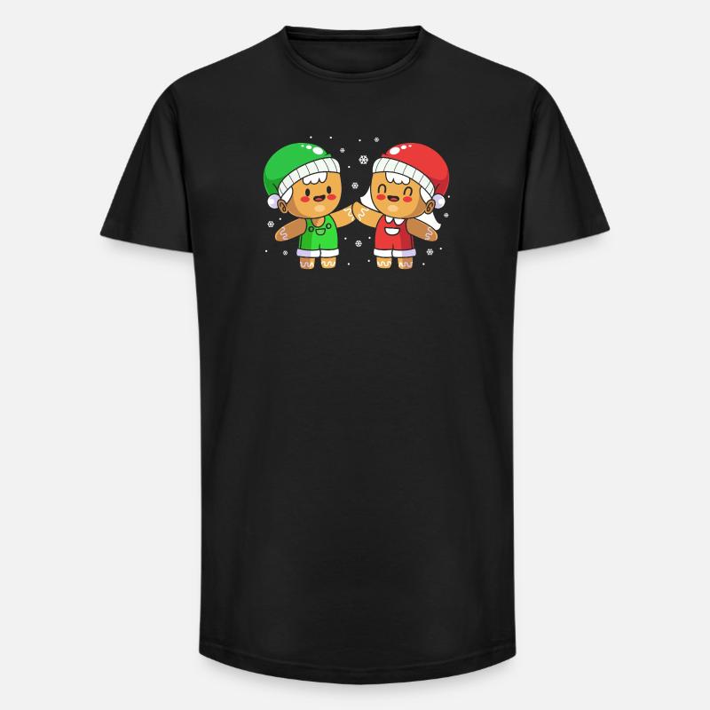 Weihnachten Lebkuchen Lebkuchenmann Gingerbread - Long Fit Männer T-Shirt - Schwarz