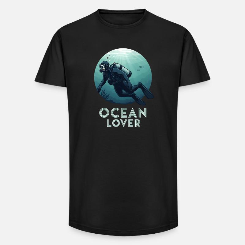 Ocean Lover Taucher - Long Fit Männer T-Shirt - Schwarz