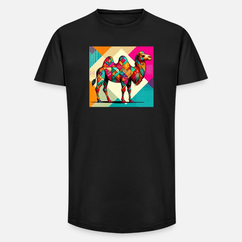 Kamel - Long Fit Männer T-Shirt - Schwarz