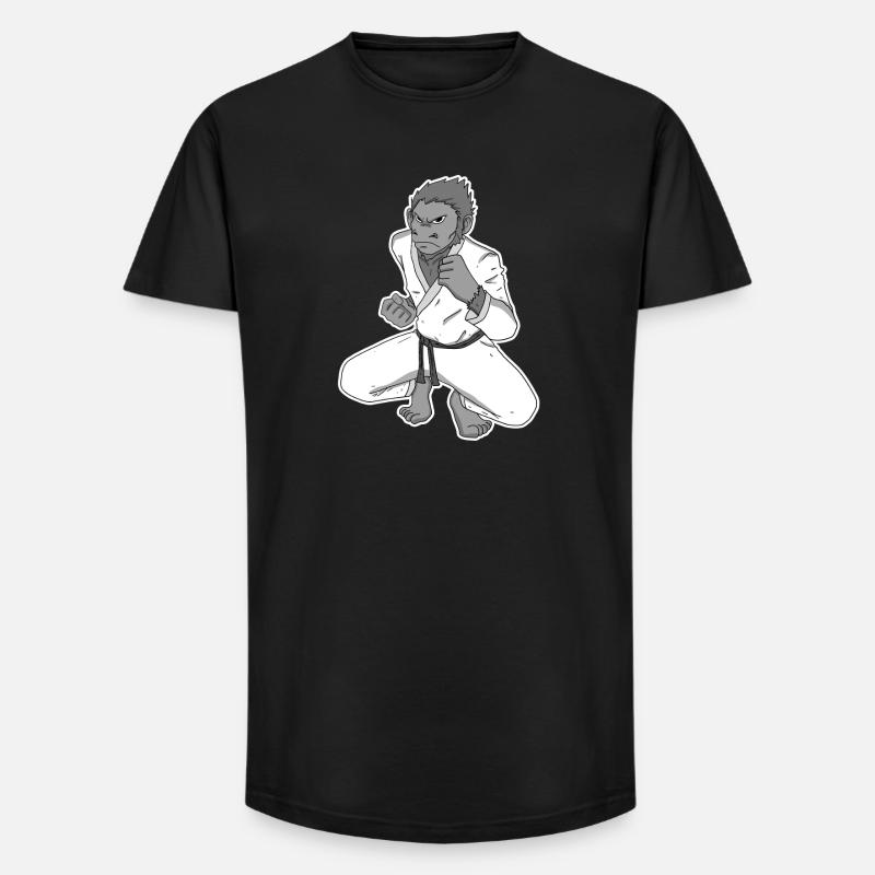 Strong monkey doing karate - Long Fit Men's T-Shirt - black