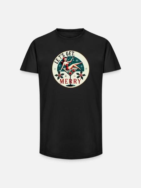 Festive Pin-Up Cocktail Design - Long Fit Men's T-Shirt - black