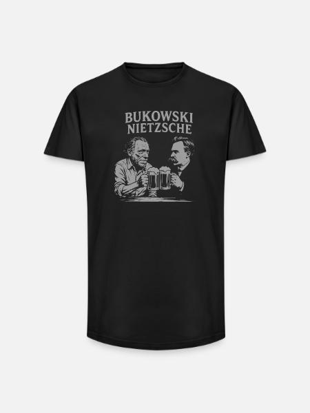 Bukowski and Nietzsche Beer Toast Design - Long Fit Men's T-Shirt - black