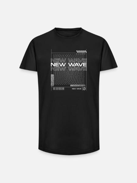New Wave music Line Abstract Design - Long Fit Men's T-Shirt - black