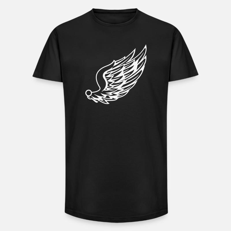 Wings with dynamic feather drawing - Long Fit Men's T-Shirt - black