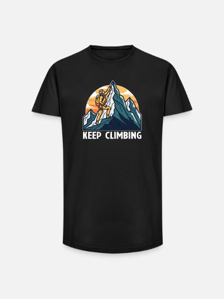 Keep Climbing Bergsteiger – Retro Bergmotiv - Long Fit Männer T-Shirt - Schwarz