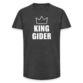 Nom Gider avec la lettre G - T-shirt King Crown - T-shirt coupe longue homme - charbon - Devant - AI Model Male 185 light (185cm)