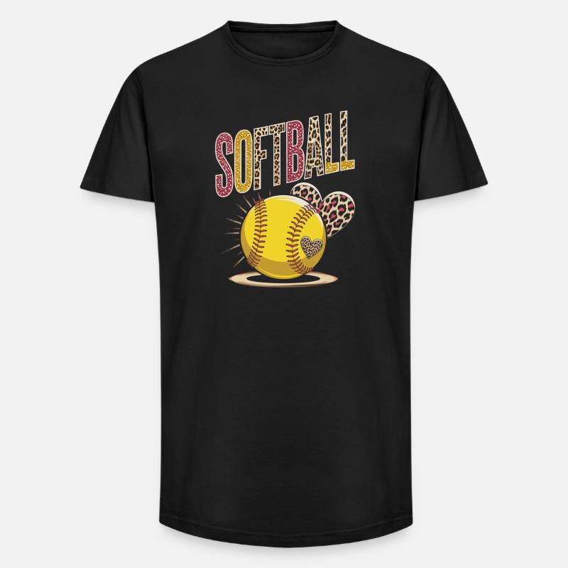 Leopard Print Softball Design - Long Fit Männer T-Shirt - Schwarz
