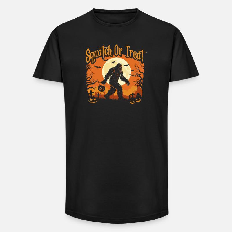 Kniebeugen oder Leckerli Spooky Bigfoot Halloween - Long Fit Männer T-Shirt - Schwarz