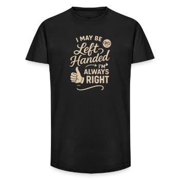 Ich mag Linkshänder sein, aber ich bin immer recht - Long Fit Männer T-Shirt - Schwarz - Vorne - AI Model Male 185 light (185cm)
