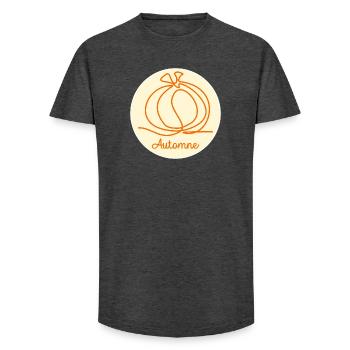 Automne Courge - T-shirt coupe longue homme - charbon - Devant - AI Model Male 185 light (185cm)