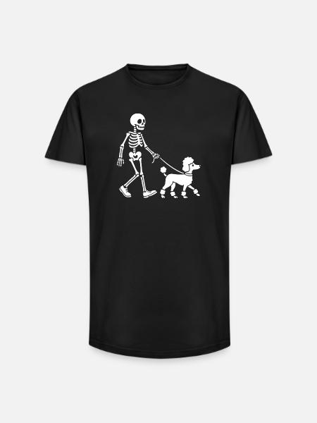 Skeleton Walking Dog Spooky Halloween Pet - Long Fit Men's T-Shirt - black