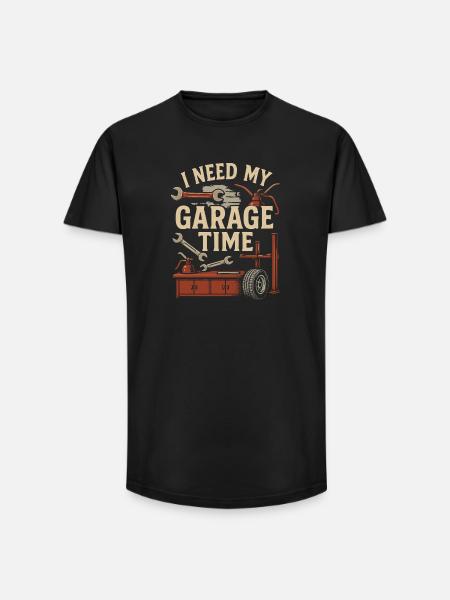 I need my garage time - Long Fit Men's T-Shirt - black