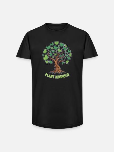 Plant Kindness Baum mit Herzblättern - Long Fit Männer T-Shirt - Schwarz