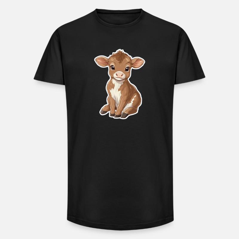 Kuh - Long Fit Männer T-Shirt - Schwarz