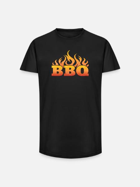 Grillparty Flammendes BBQ Design - Long Fit Männer T-Shirt - Schwarz
