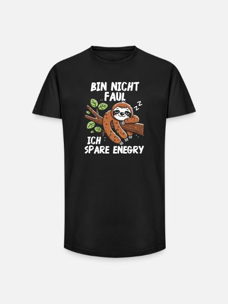 I'm not lazy I'm saving energy - Long Fit Men's T-Shirt - black